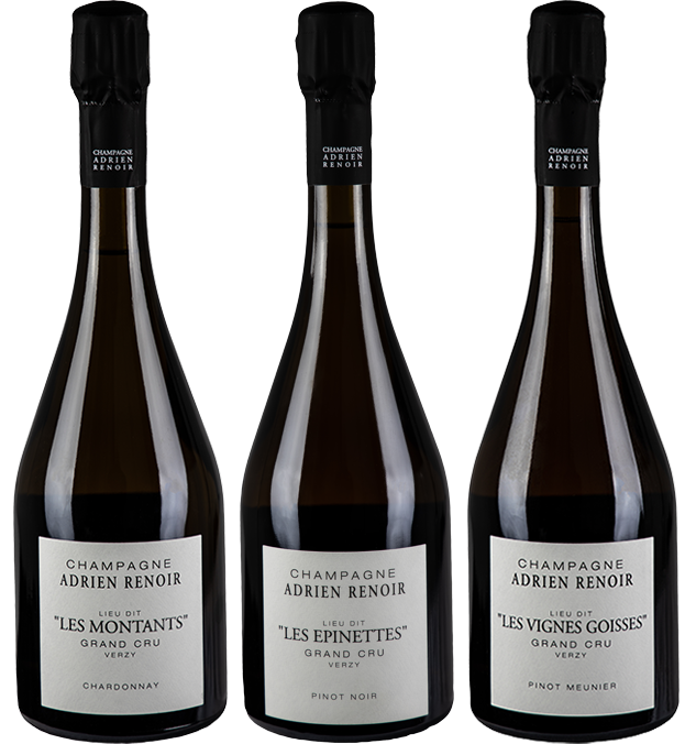 Champagne Adrien Renoir - Coffret bois 3 lieux dits 2018 - Champagne Grand Cru